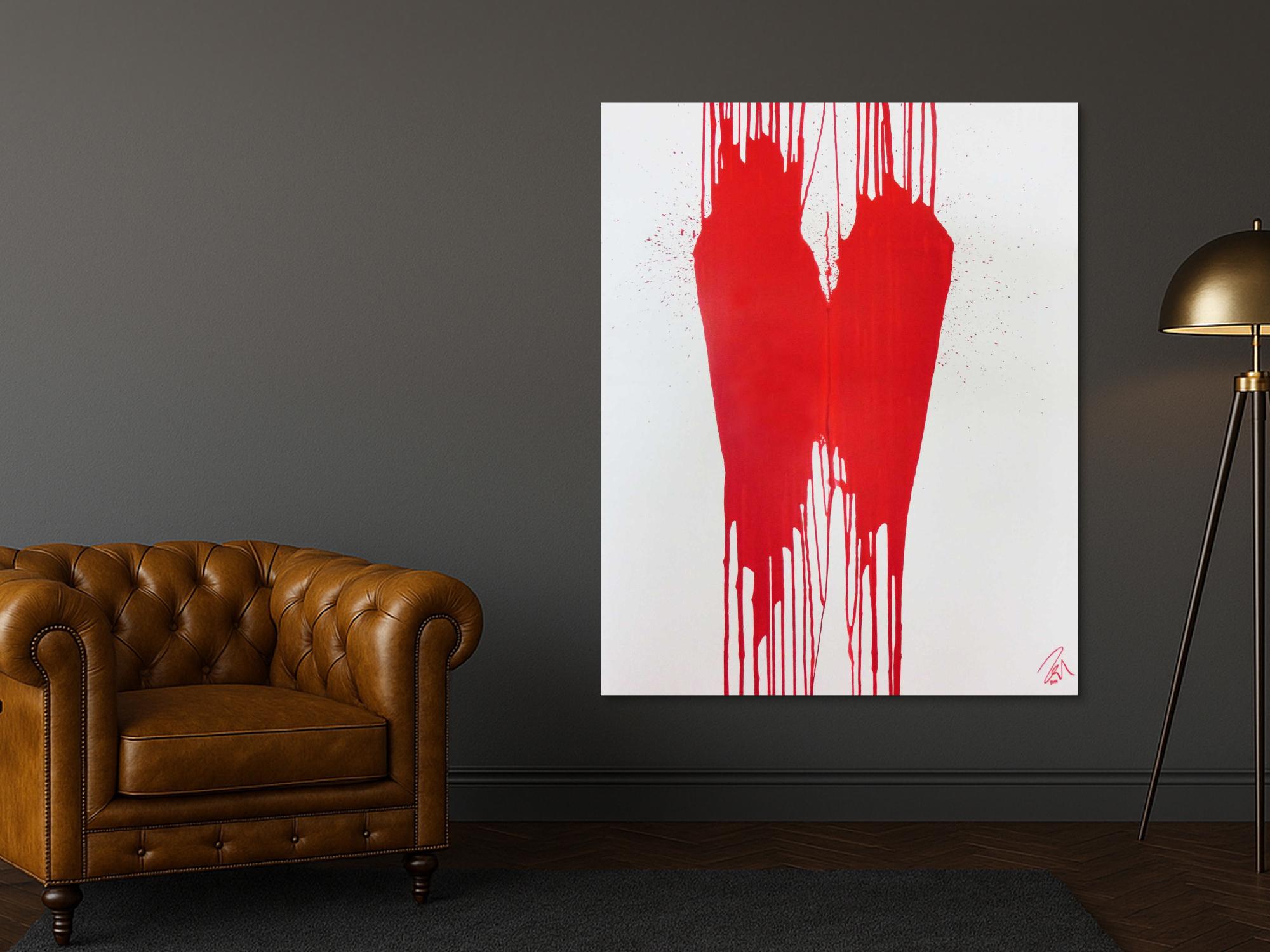 Minimalistisches Acrylbild Gemälde modern abstrakt rot weiß