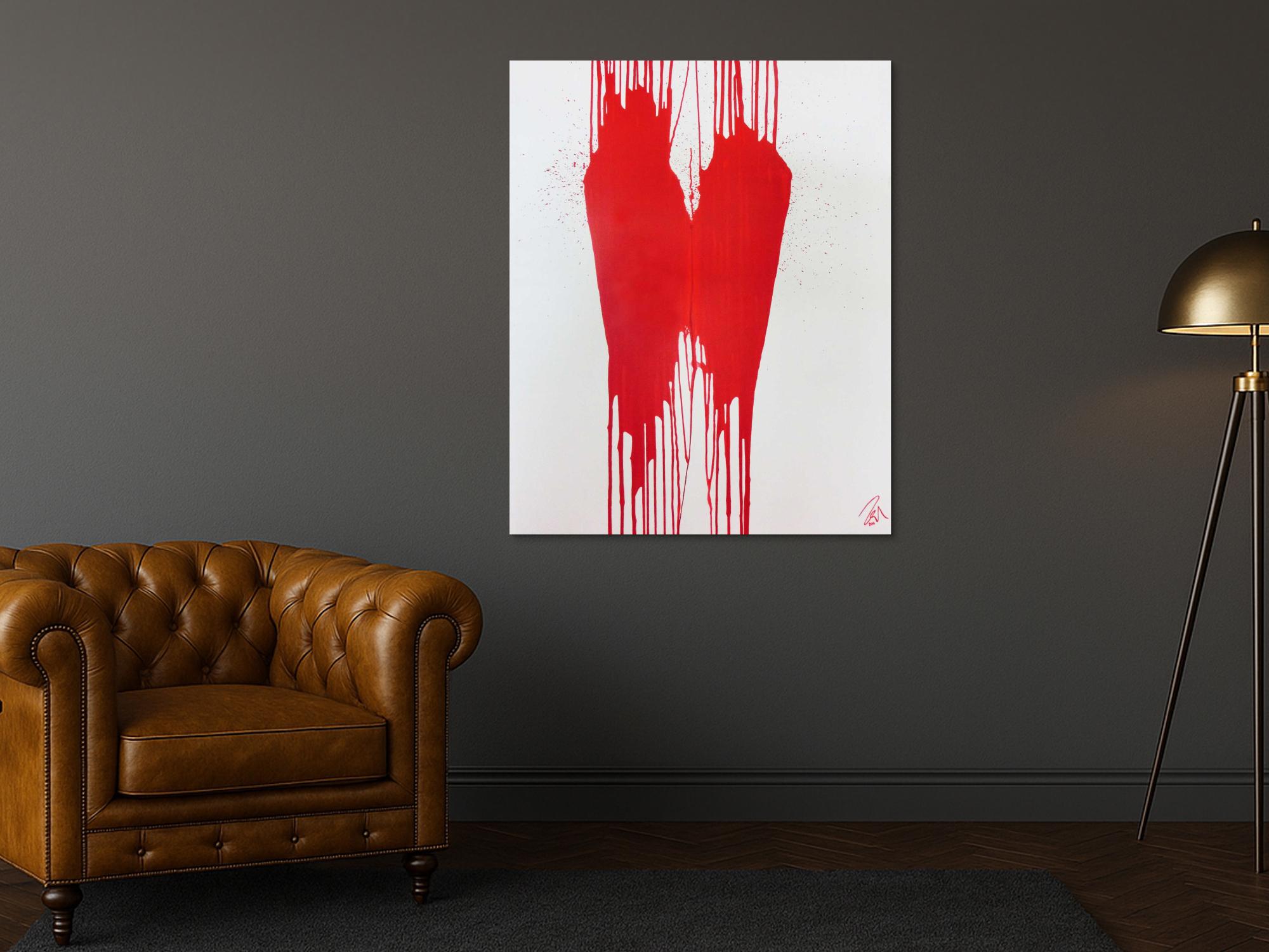Abstraktes Kunstwerk in Rot und Orange