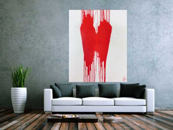 Minimalistisches Acrylbild Gemälde modern abstrakt rot weiß