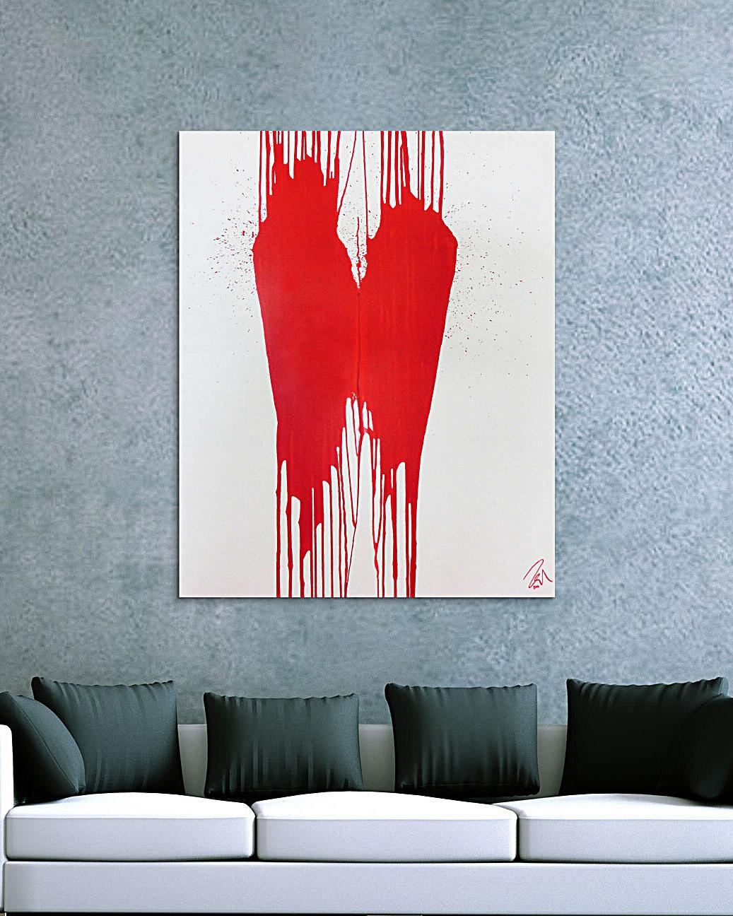 Abstraktes Kunstwerk in Rot und Orange