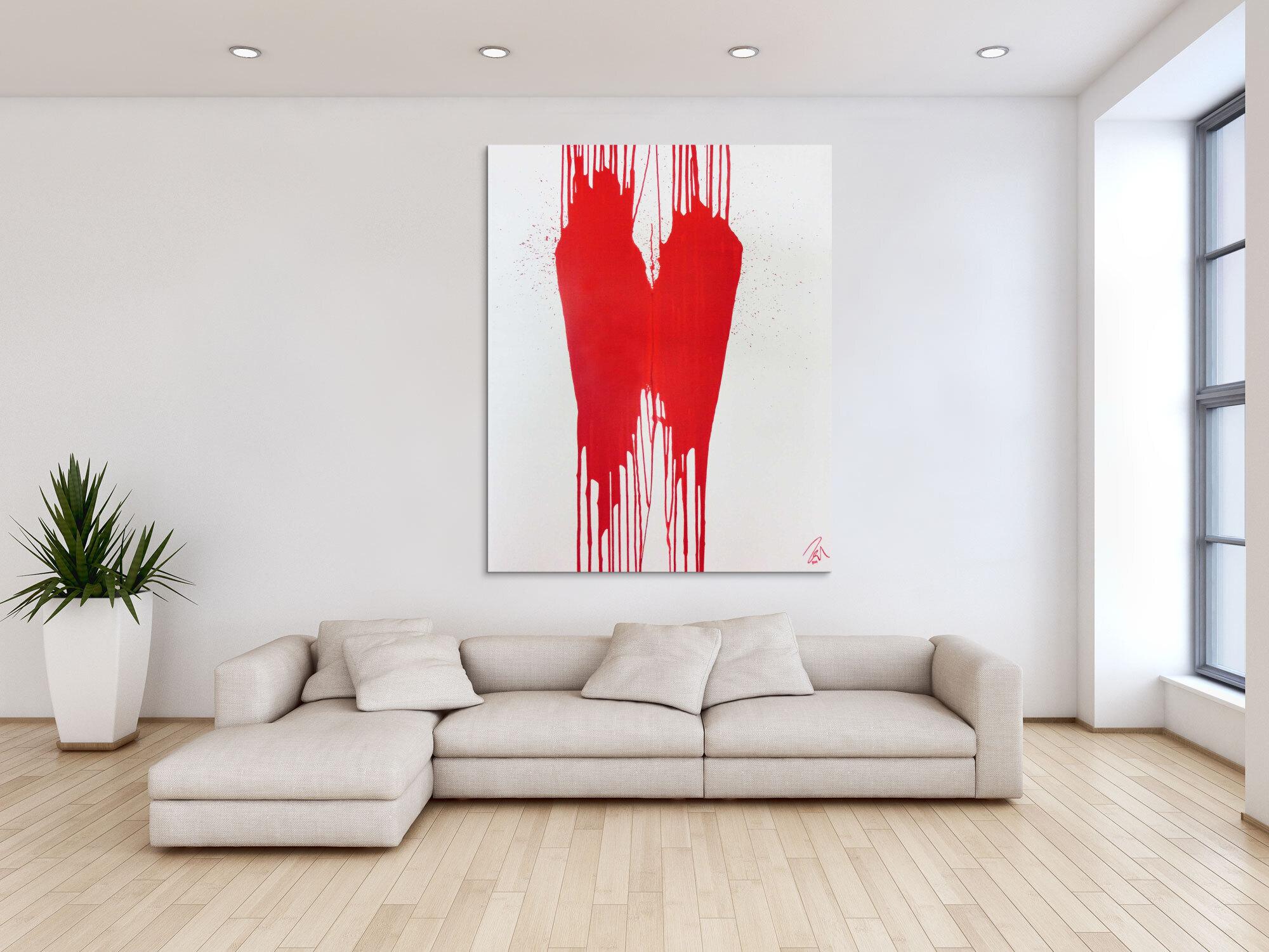Minimalistisches Acrylbild Gemälde modern abstrakt rot weiß