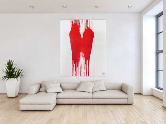 Minimalistisches Acrylbild Gemälde modern abstrakt rot weiß