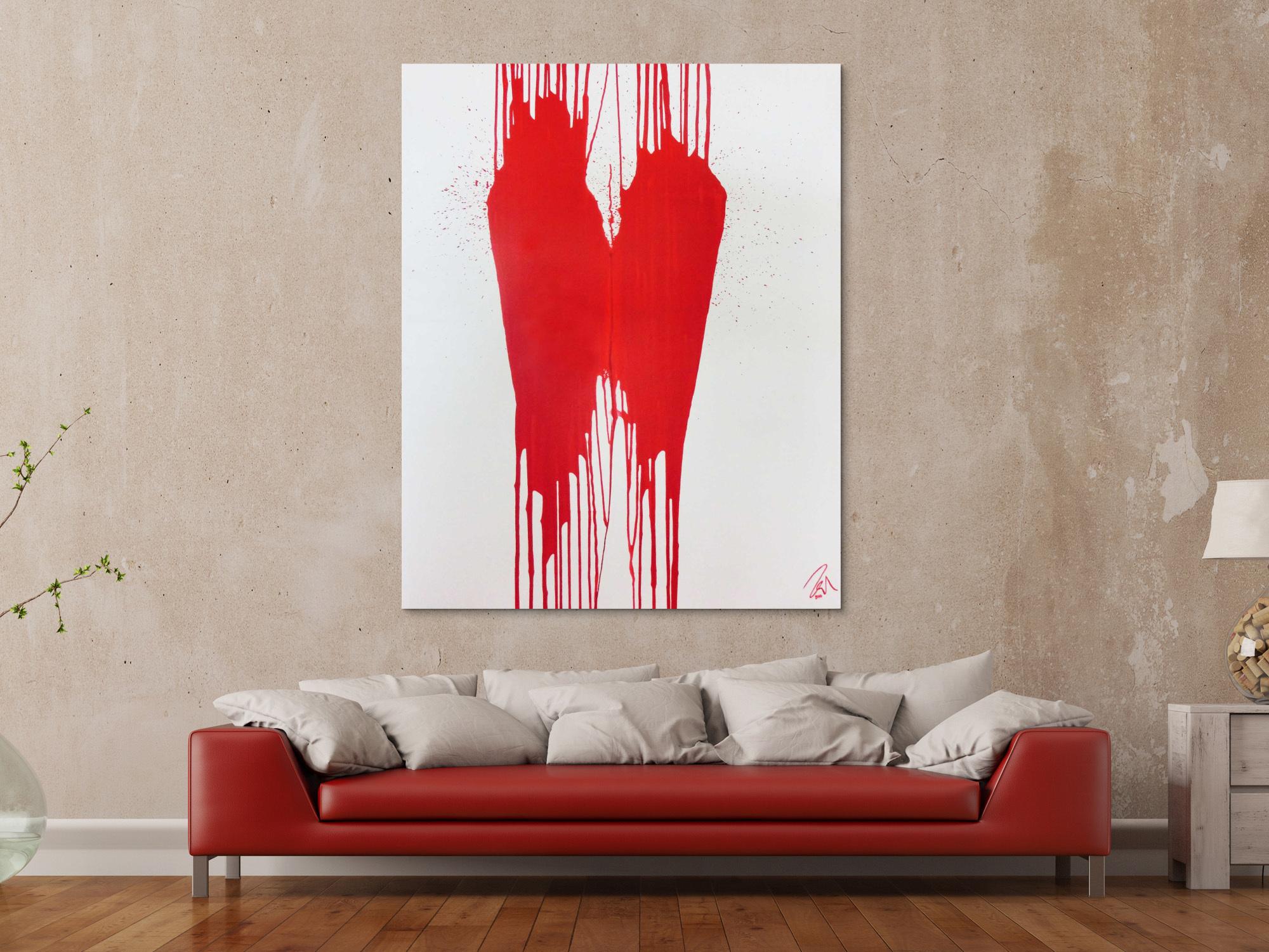 Minimalistisches Acrylbild Gemälde modern abstrakt rot weiß