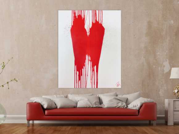 Minimalistisches Acrylbild Gemälde modern abstrakt rot weiß