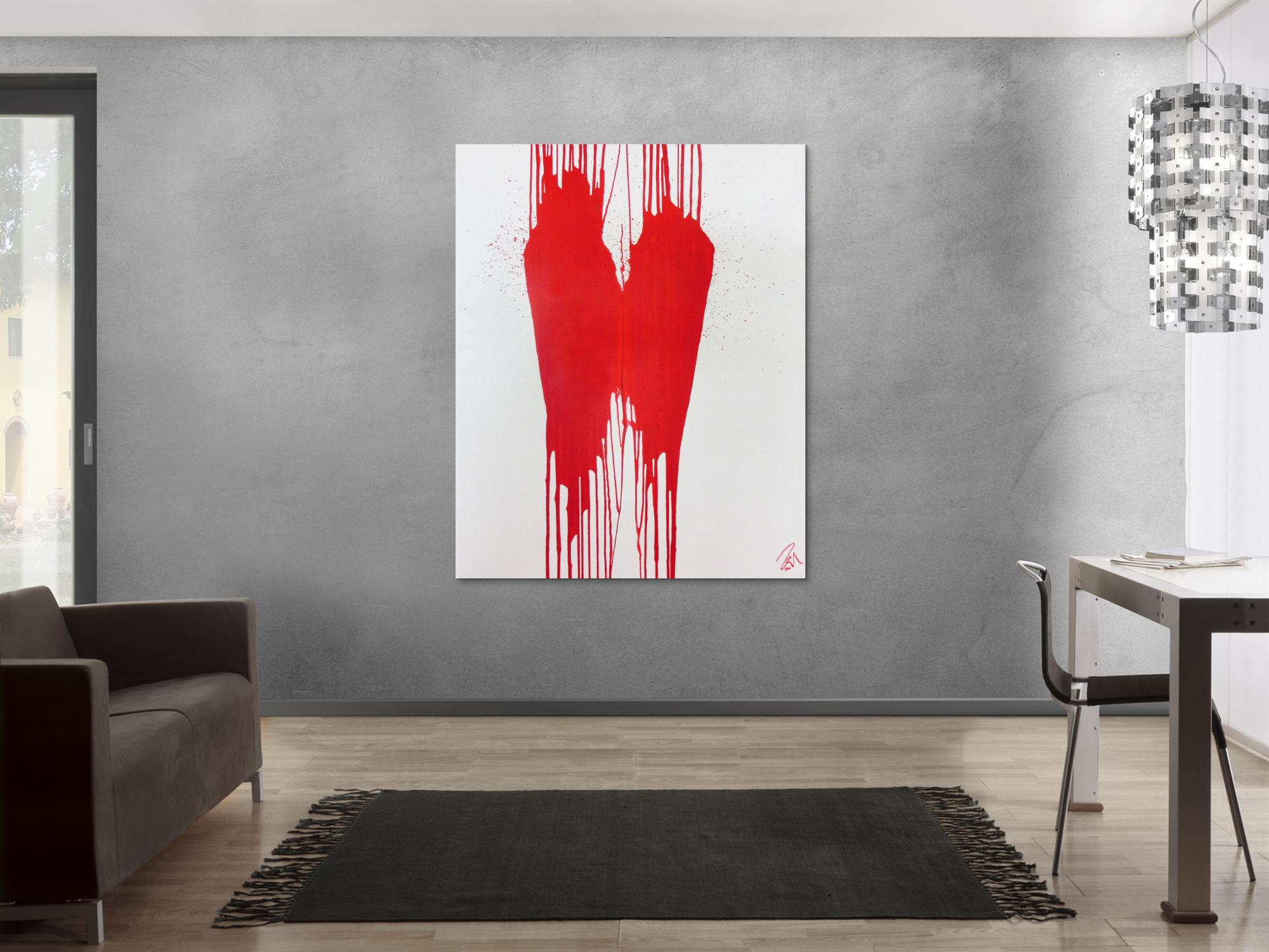Minimalistisches Acrylbild Gemälde modern abstrakt rot weiß
