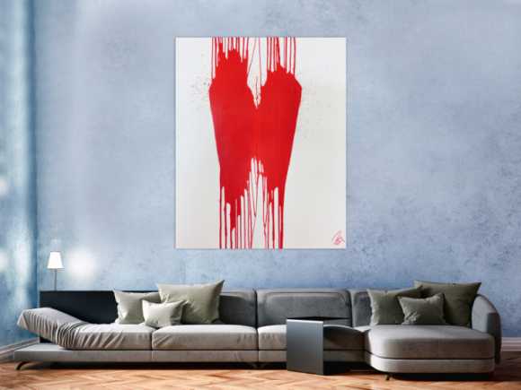 Minimalistisches Acrylbild Gemälde modern abstrakt rot weiß