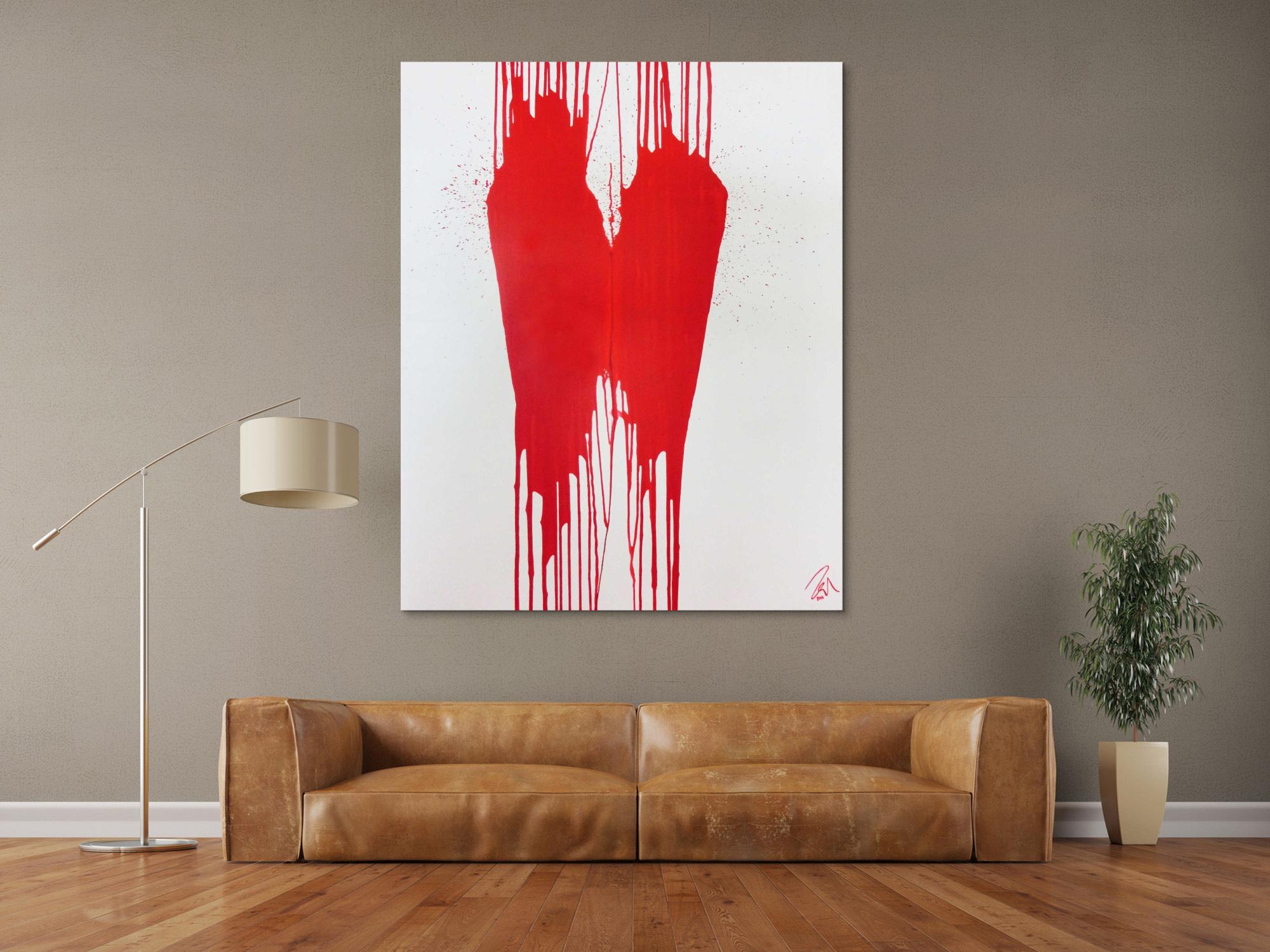 Minimalistisches Acrylbild Gemälde modern abstrakt rot weiß