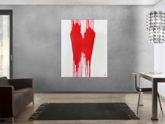 Minimalistisches Acrylbild Gemälde modern abstrakt rot weiß