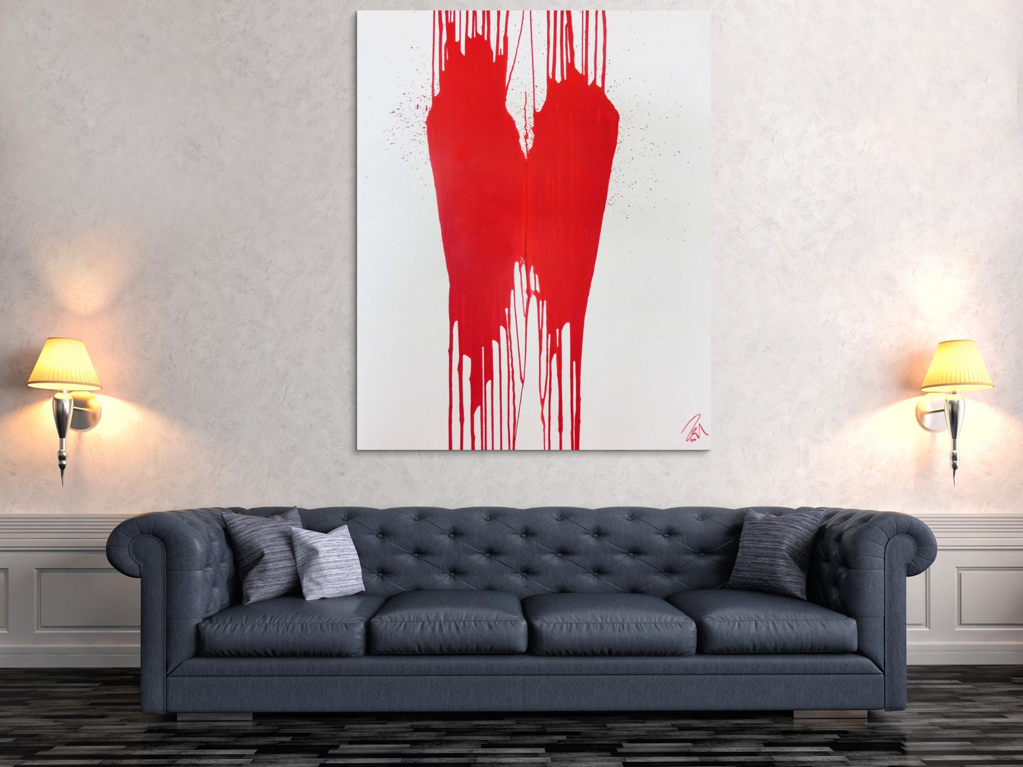 Minimalistisches Acrylbild Gemälde modern abstrakt rot weiß