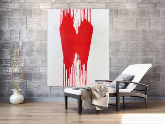 Minimalistisches Acrylbild Gemälde modern abstrakt rot weiß
