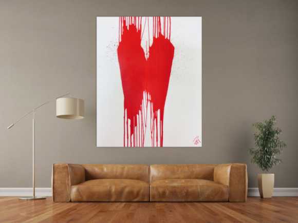 Minimalistisches Acrylbild Gemälde modern abstrakt rot weiß