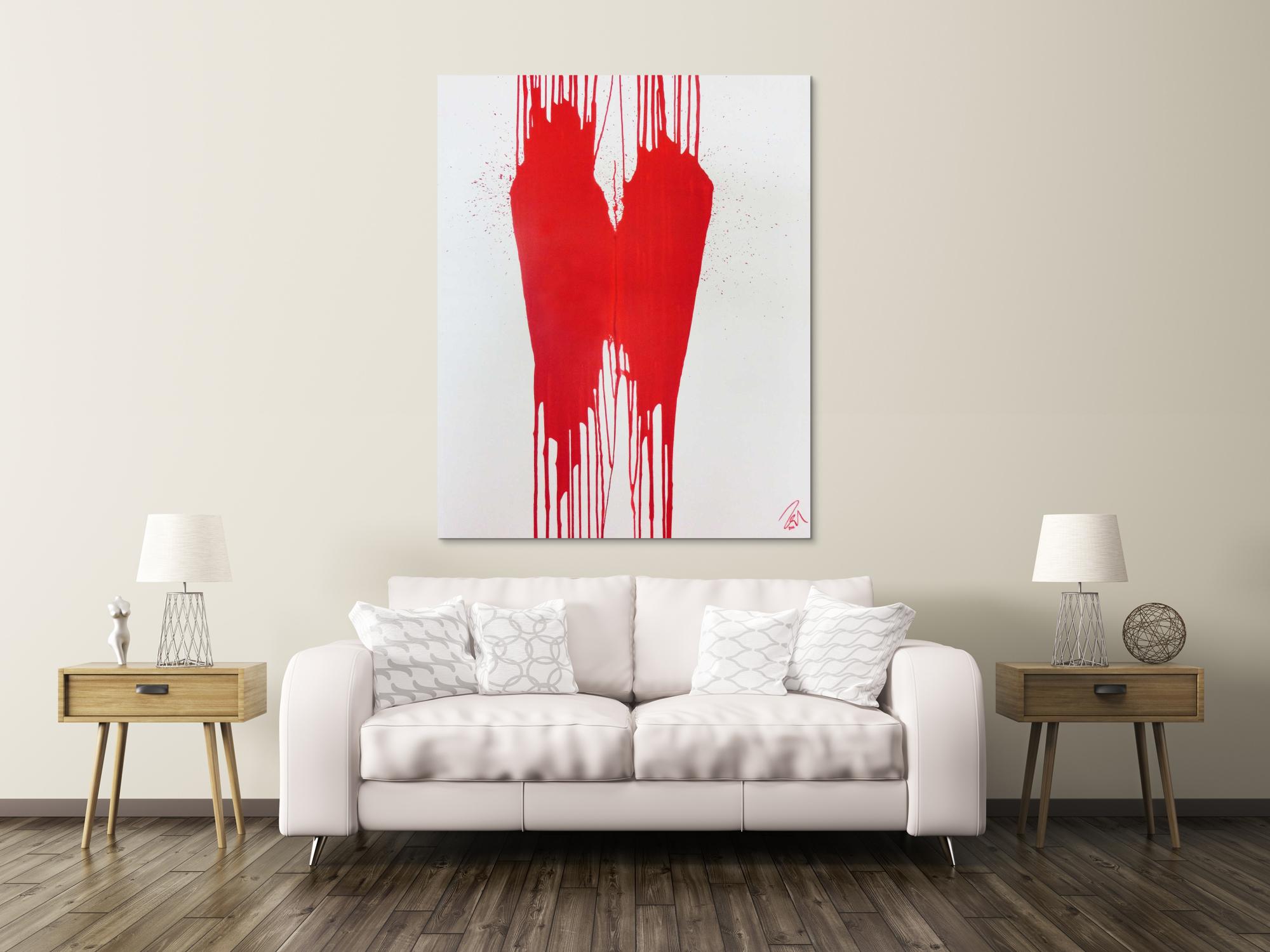 Minimalistisches Acrylbild Gemälde modern abstrakt rot weiß
