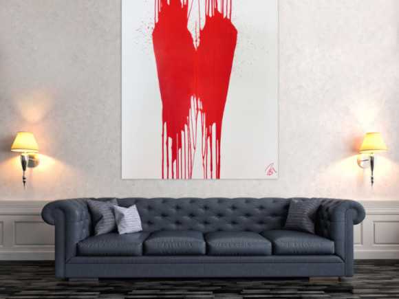 Minimalistisches Acrylbild Gemälde modern abstrakt rot weiß