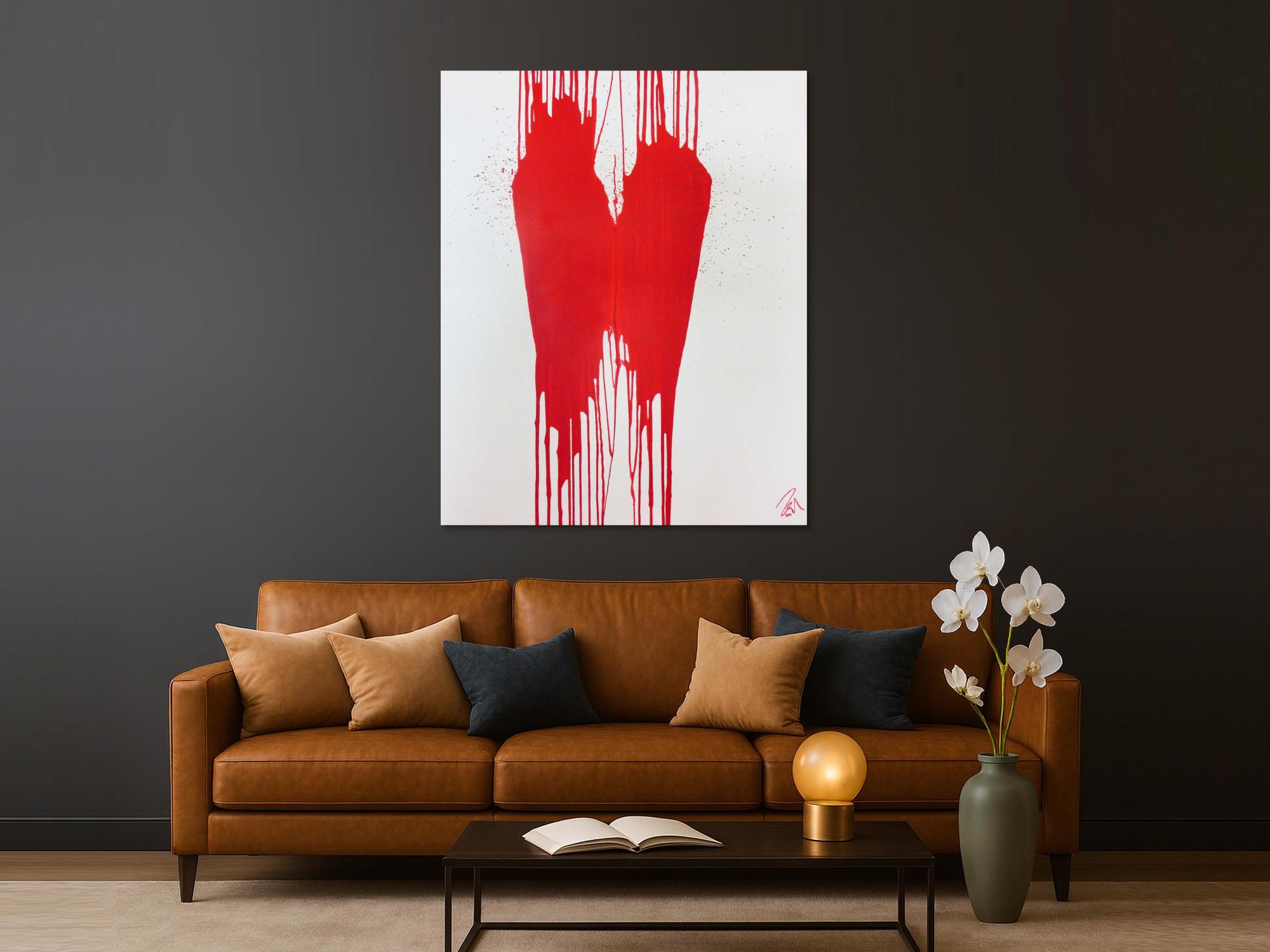Minimalistisches Acrylbild Gemälde modern abstrakt rot weiß
