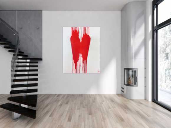 Minimalistisches Acrylbild Gemälde modern abstrakt rot weiß