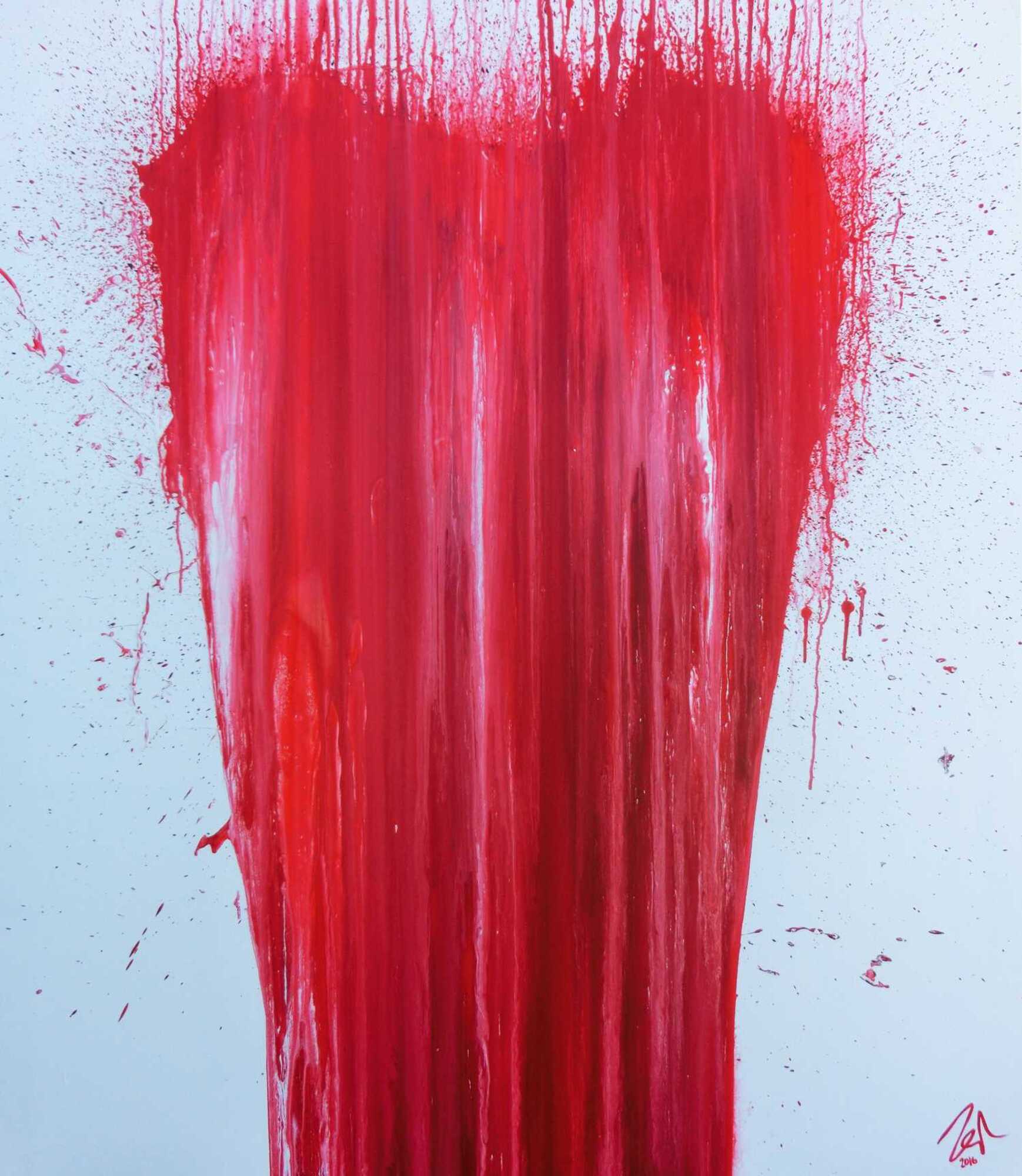 Modernes Acrylgemälde minimalistisch in rot weiß zeitgenössisch