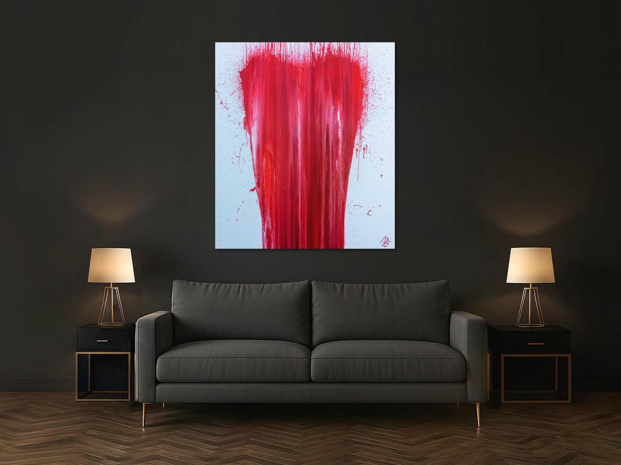 Modernes Acrylgemälde minimalistisch in rot weiß zeitgenössisch