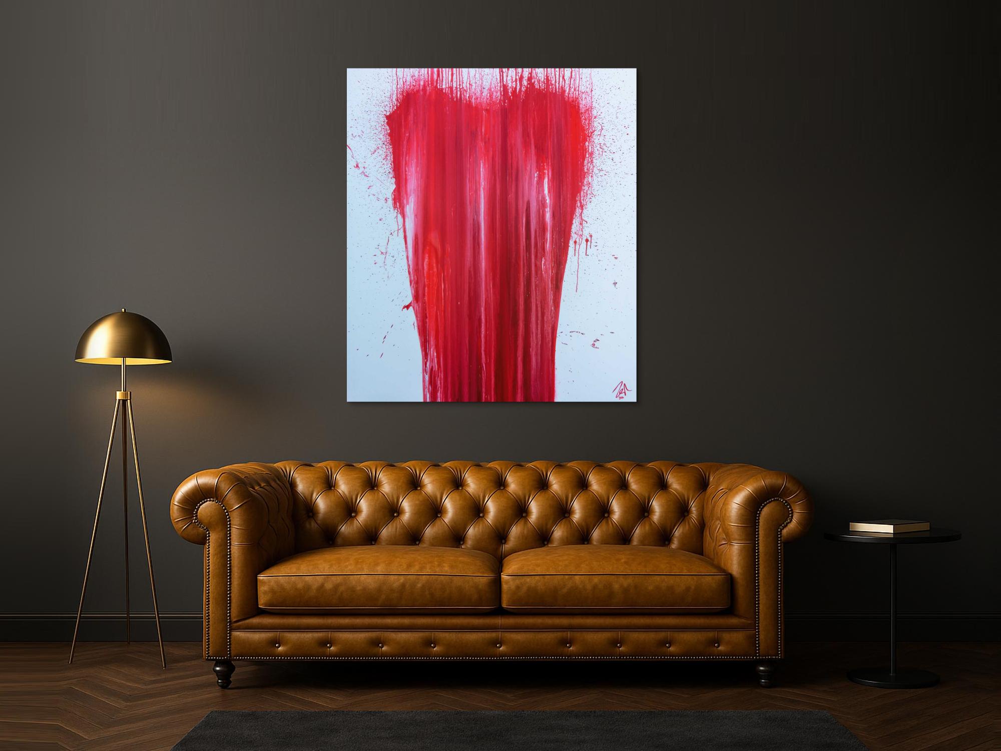 Modernes Acrylgemälde minimalistisch in rot weiß zeitgenössisch