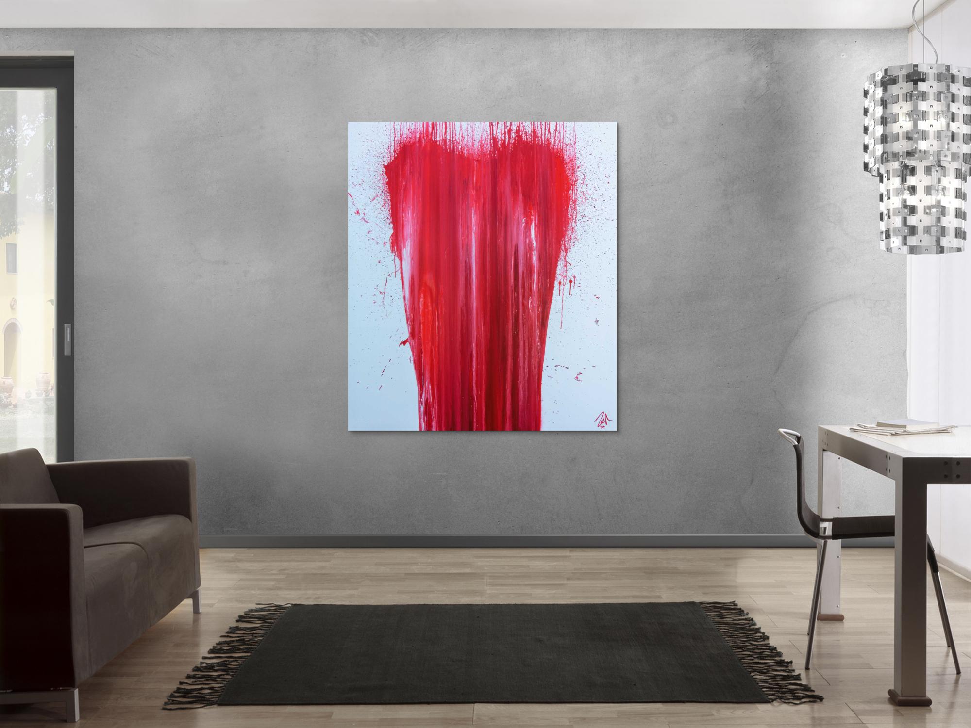 Modernes Acrylgemälde minimalistisch in rot weiß zeitgenössisch