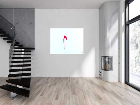 Sehr minimalistisches abstraktes Gemälde Acrylbild modern zeitgenössisch rot weiß