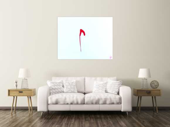 Sehr minimalistisches abstraktes Gemälde Acrylbild modern zeitgenössisch rot weiß