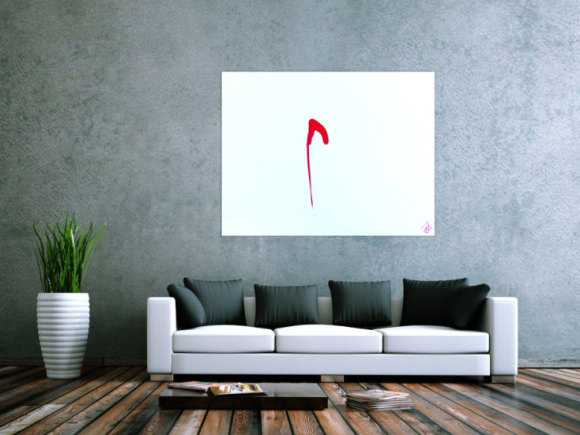 Sehr minimalistisches abstraktes Gemälde Acrylbild modern zeitgenössisch rot weiß