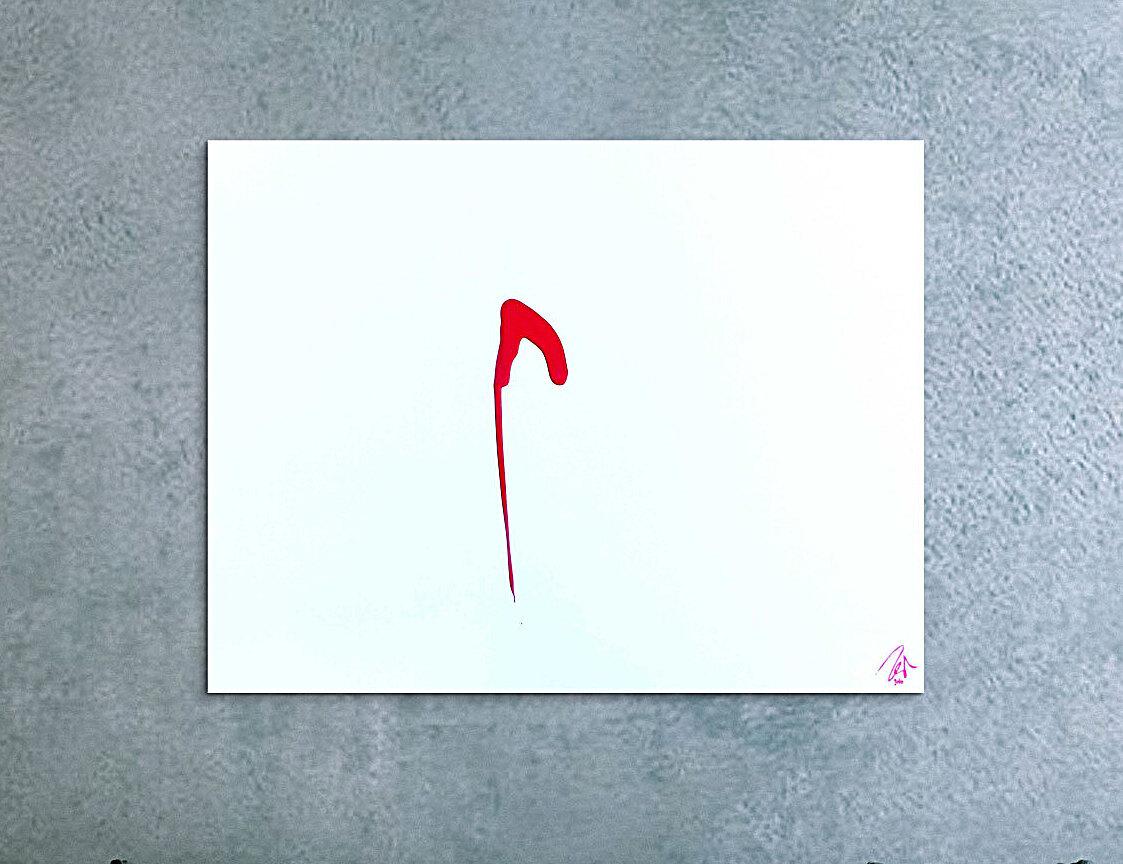 Abstraktes Kunstwerk in Rot und Orange