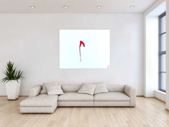 Sehr minimalistisches abstraktes Gemälde Acrylbild modern zeitgenössisch rot weiß