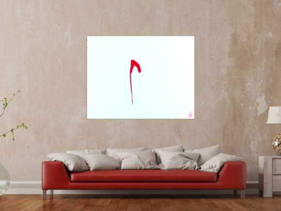 Sehr minimalistisches abstraktes Gemälde Acrylbild modern zeitgenössisch rot weiß