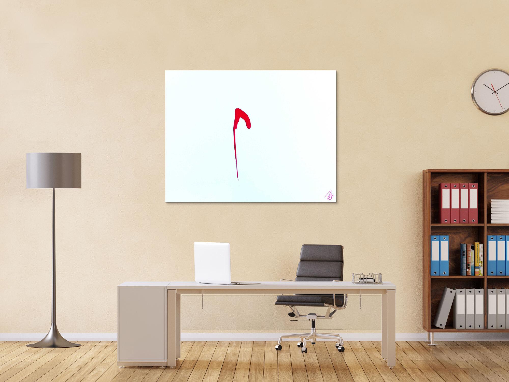 Sehr minimalistisches abstraktes Gemälde Acrylbild modern zeitgenössisch rot weiß