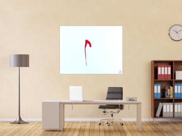 Sehr minimalistisches abstraktes Gemälde Acrylbild modern zeitgenössisch rot weiß