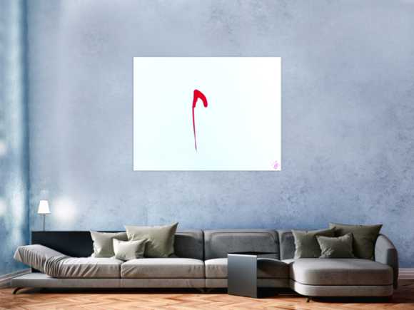 Sehr minimalistisches abstraktes Gemälde Acrylbild modern zeitgenössisch rot weiß