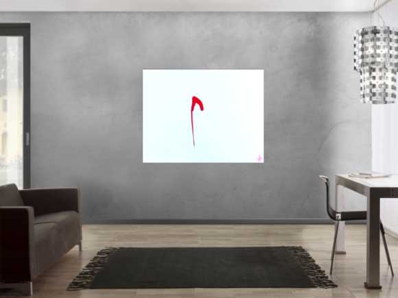 Sehr minimalistisches abstraktes Gemälde Acrylbild modern zeitgenössisch rot weiß