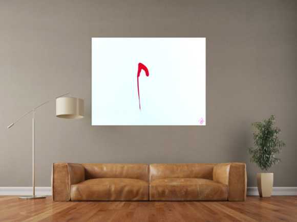 Sehr minimalistisches abstraktes Gemälde Acrylbild modern zeitgenössisch rot weiß