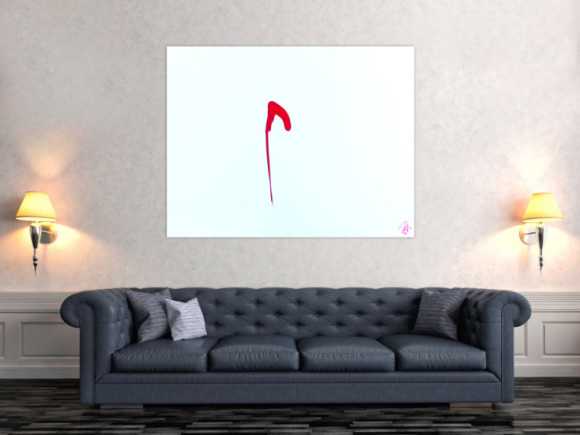 Sehr minimalistisches abstraktes Gemälde Acrylbild modern zeitgenössisch rot weiß