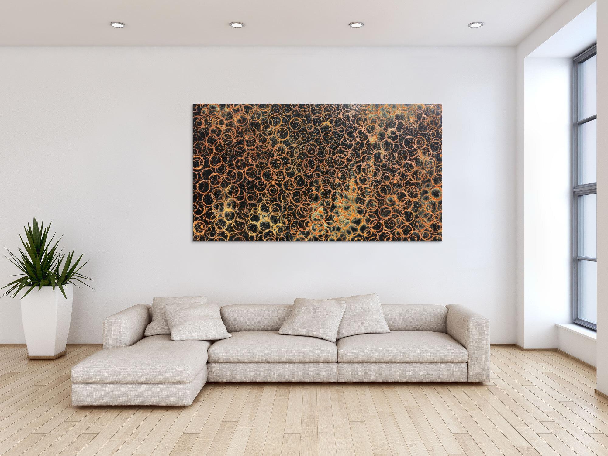 Abstraktes Gemälde aus echtem Rost und schwarzem Hintergrund sehr modern und schlicht