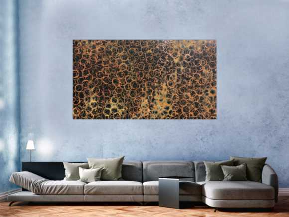 Abstraktes Gemälde aus echtem Rost und schwarzem Hintergrund sehr modern und schlicht
