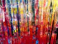 Detailaufnahme Modernes Acrylbild abstrakt buntes Gemälde mit Spachteltechnik