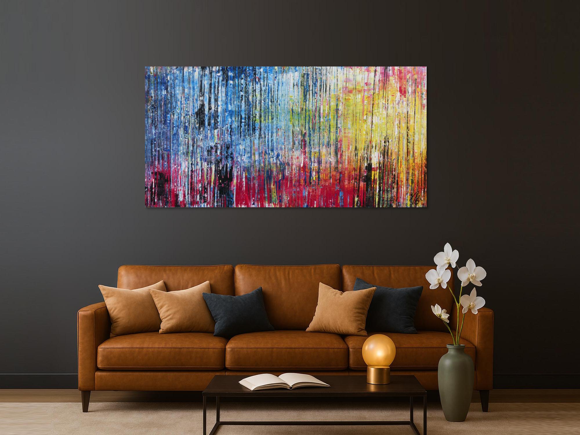 Modernes Acrylbild abstrakt buntes Gemälde mit Spachteltechnik