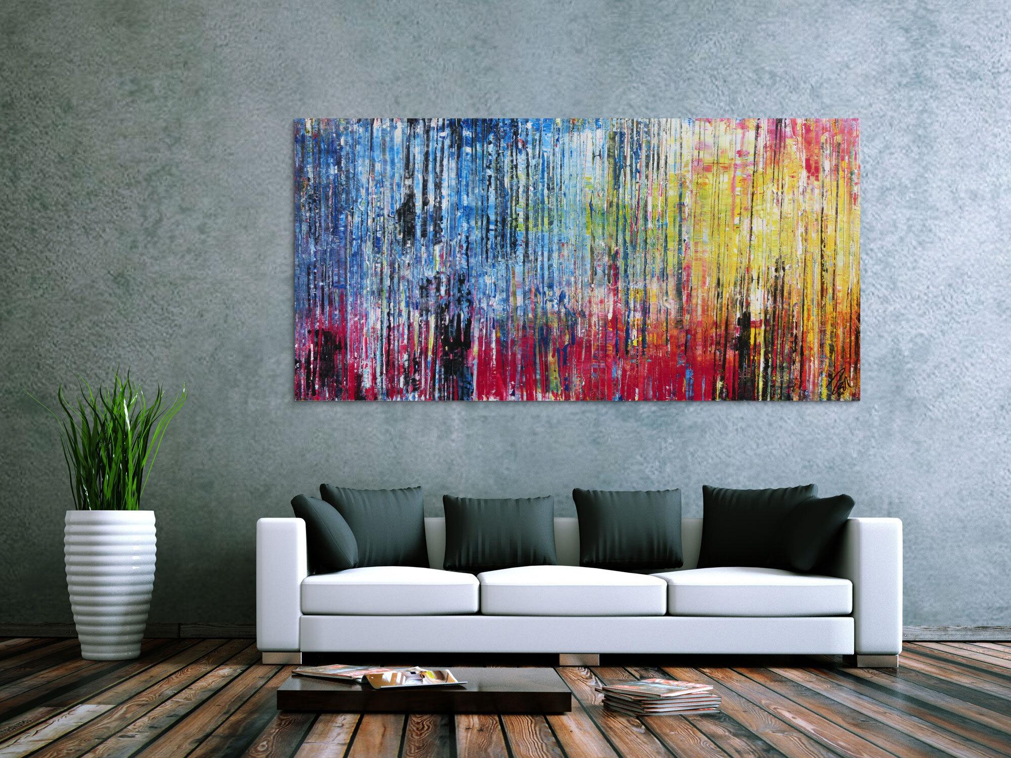 Modernes Acrylbild abstrakt buntes Gemälde mit Spachteltechnik