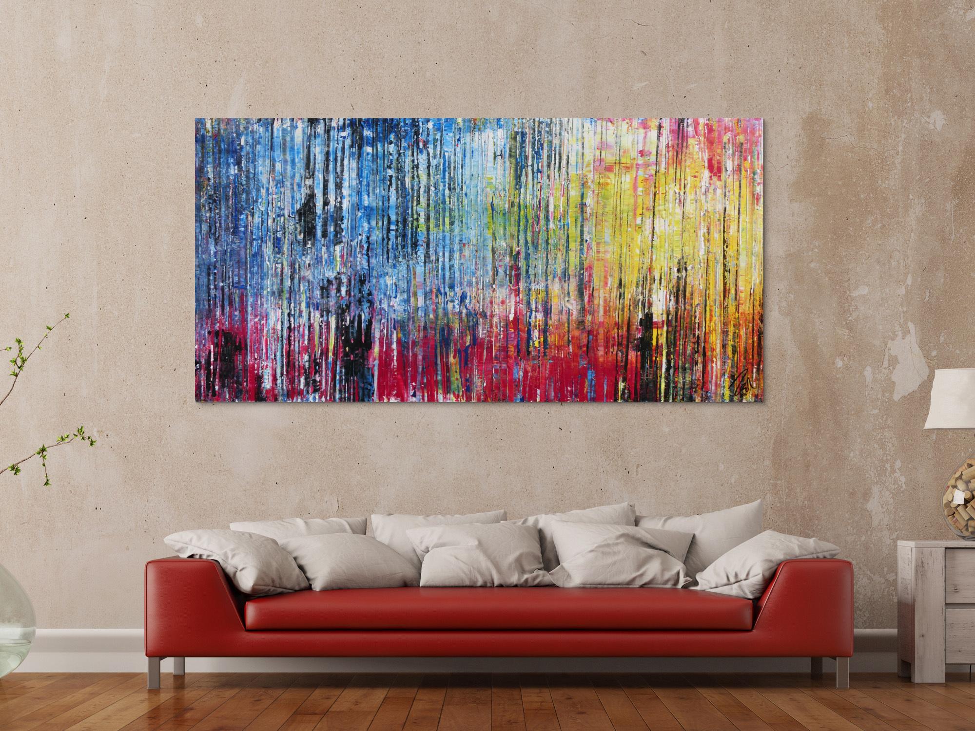 Modernes Acrylbild abstrakt buntes Gemälde mit Spachteltechnik