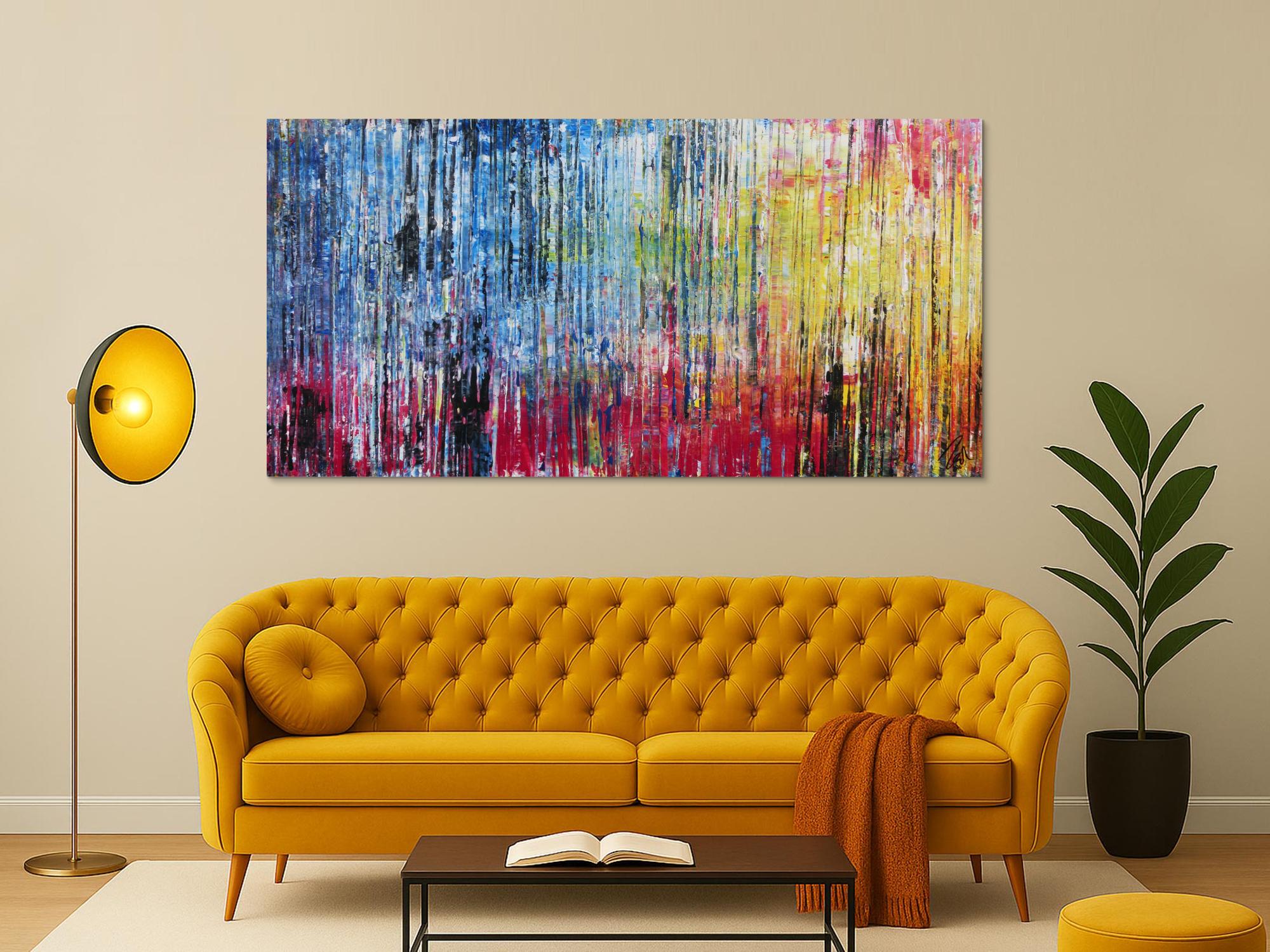 Modernes Acrylbild abstrakt buntes Gemälde mit Spachteltechnik