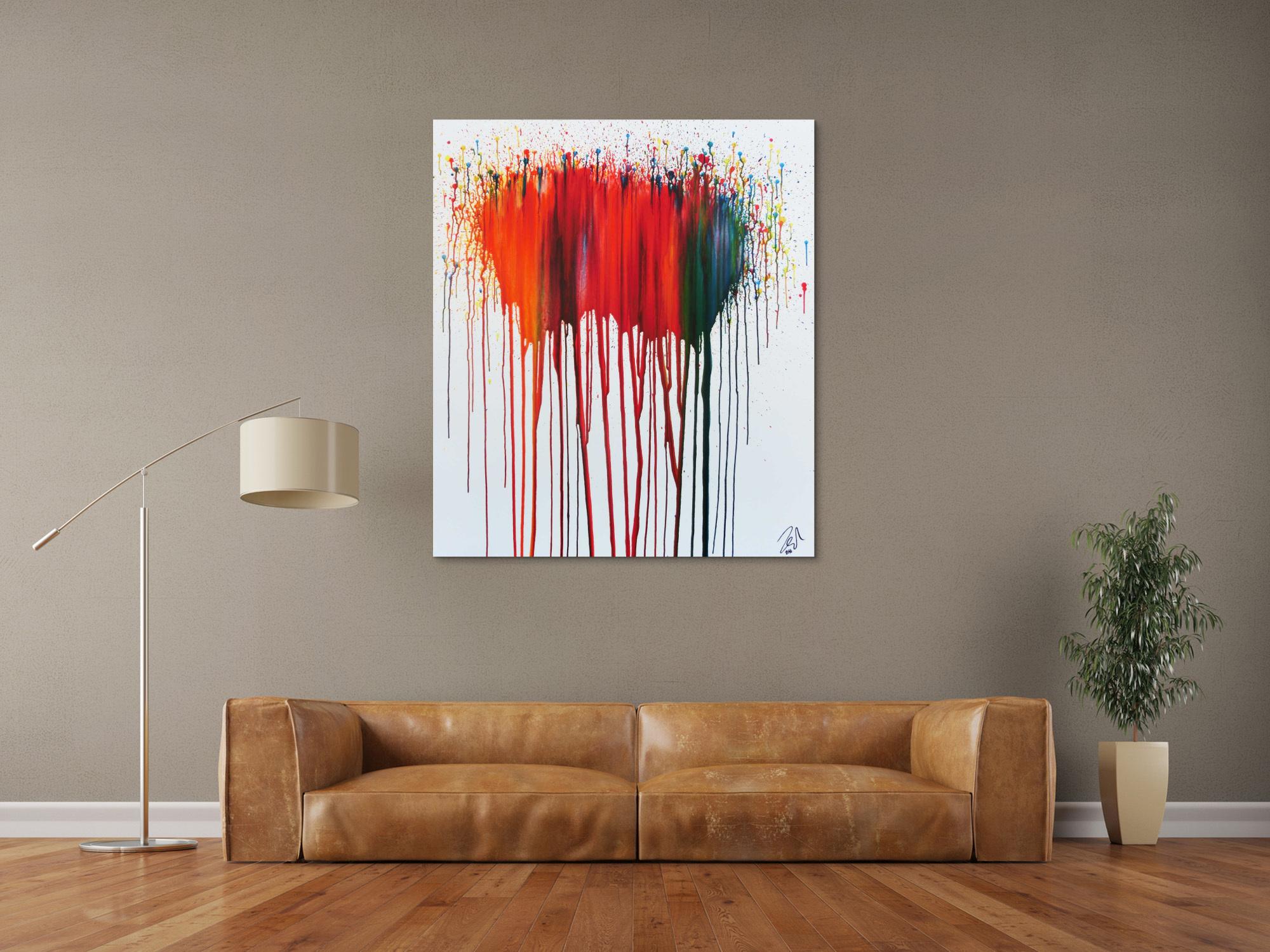 Abstraktes Acrylbild sehr modernes Gemälde mit bunten Farben