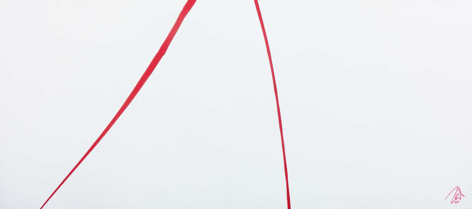 Sehr minimalistisches abstraktes Acrylbild schlichtes Gemälde in rot weiß