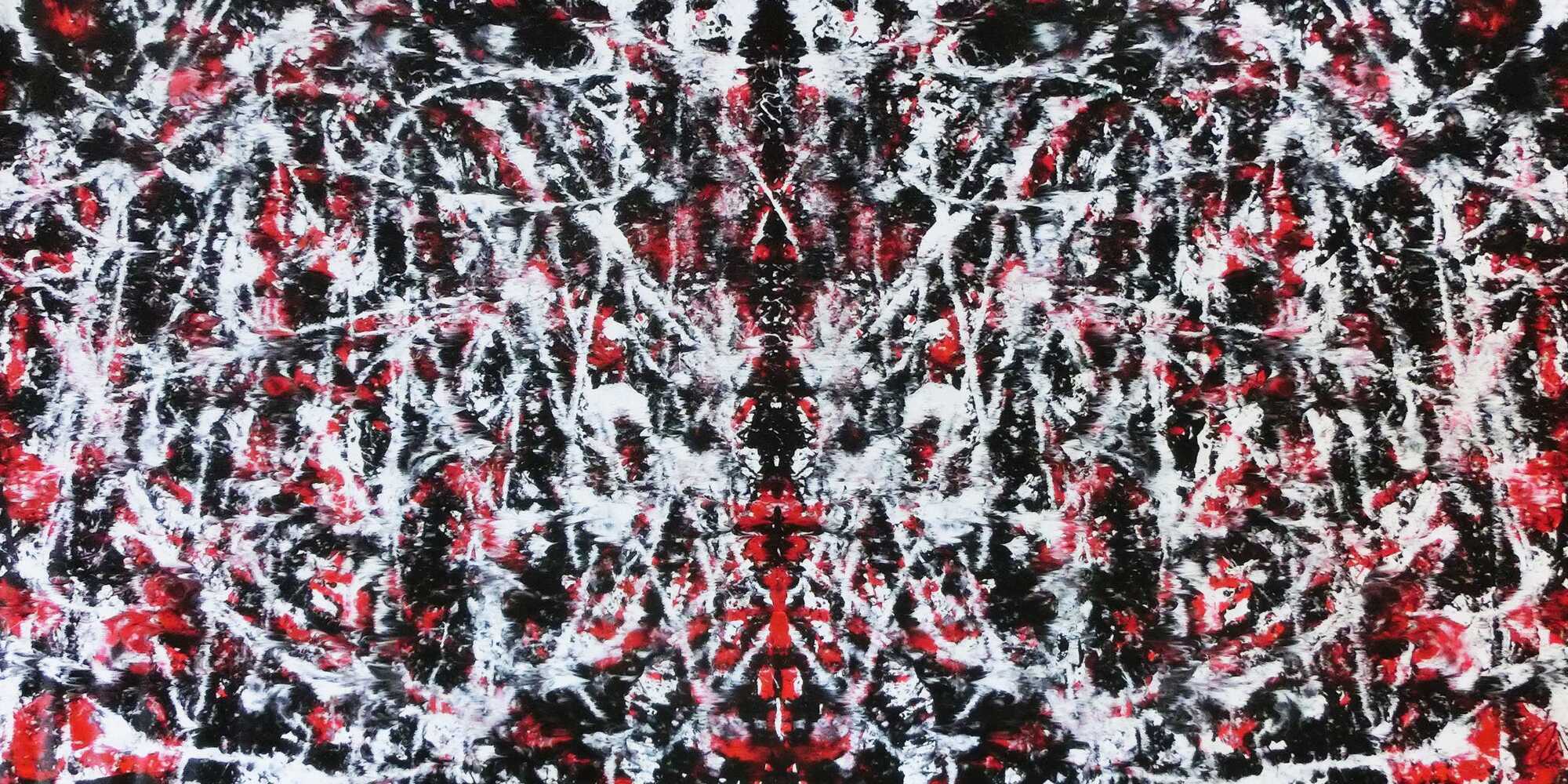 Abstraktes sehr großes Gemälde modern Zeitgenössisch in rot weiß schwarz