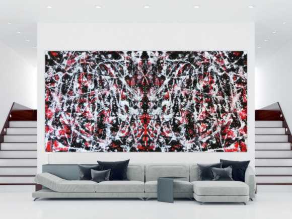Abstraktes sehr großes Gemälde modern Zeitgenössisch in rot weiß schwarz