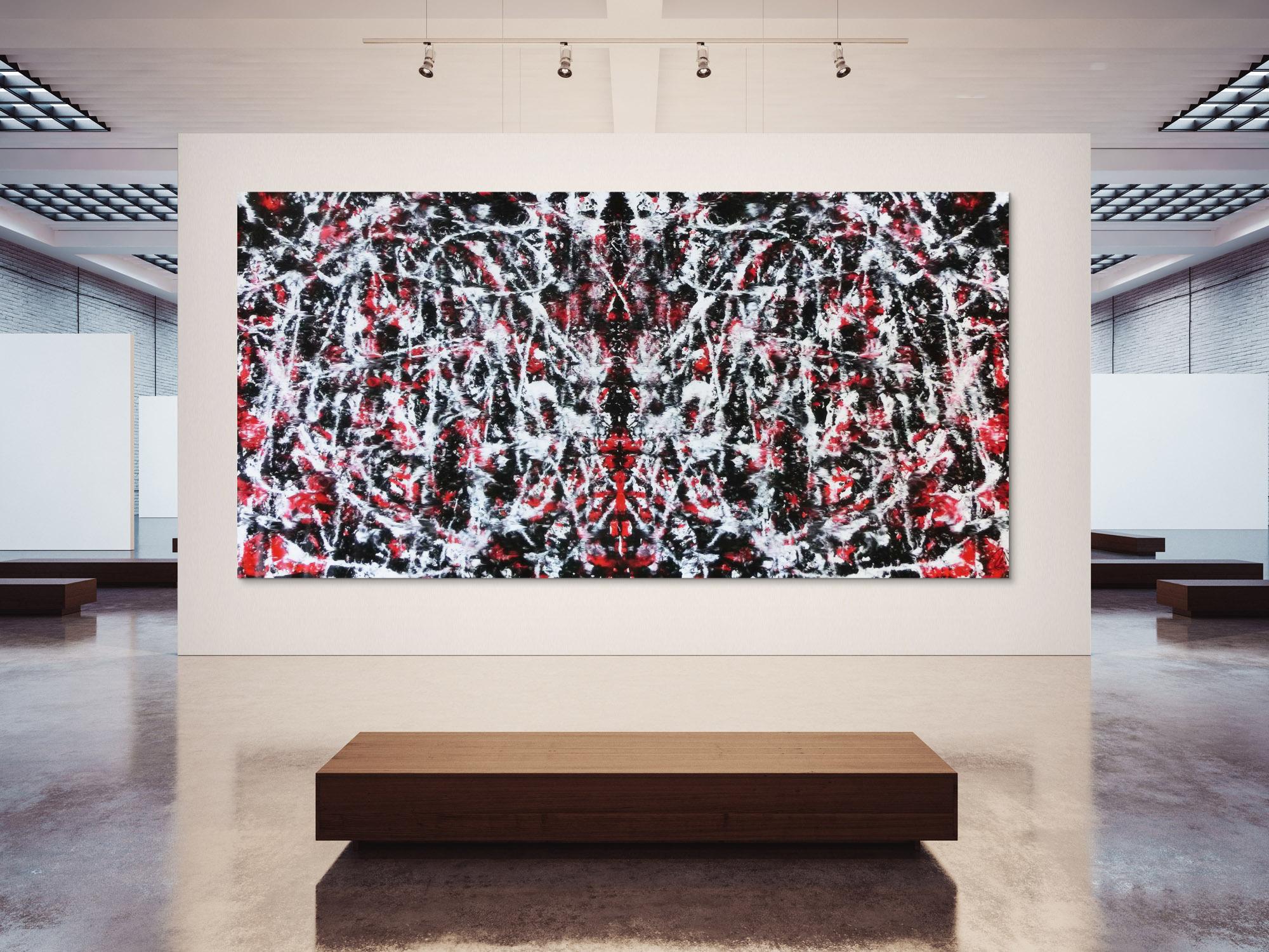 Abstraktes sehr großes Gemälde modern Zeitgenössisch in rot weiß schwarz