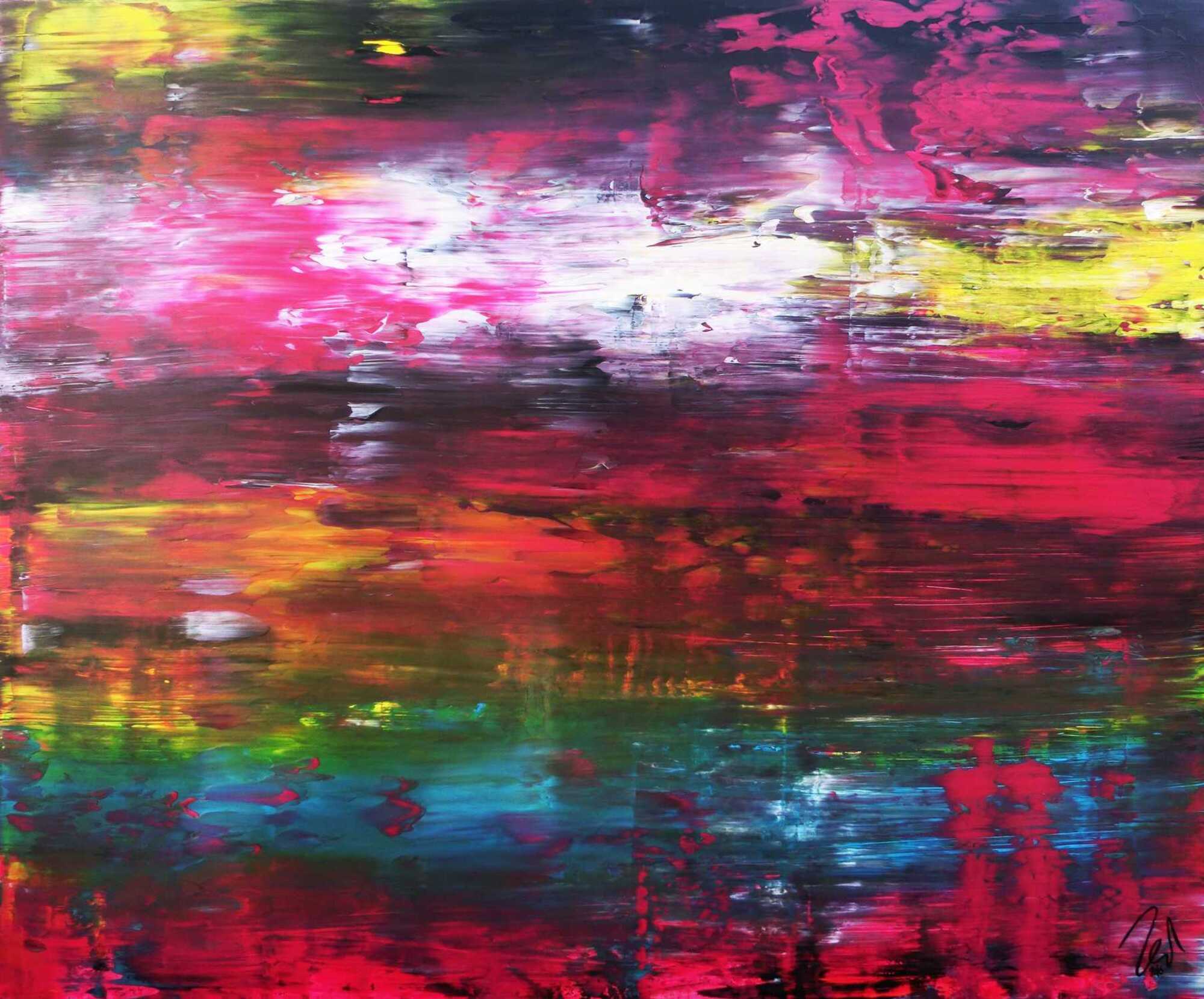 Abstraktes Acrylgemälde in spachteltechnik modern und bunt