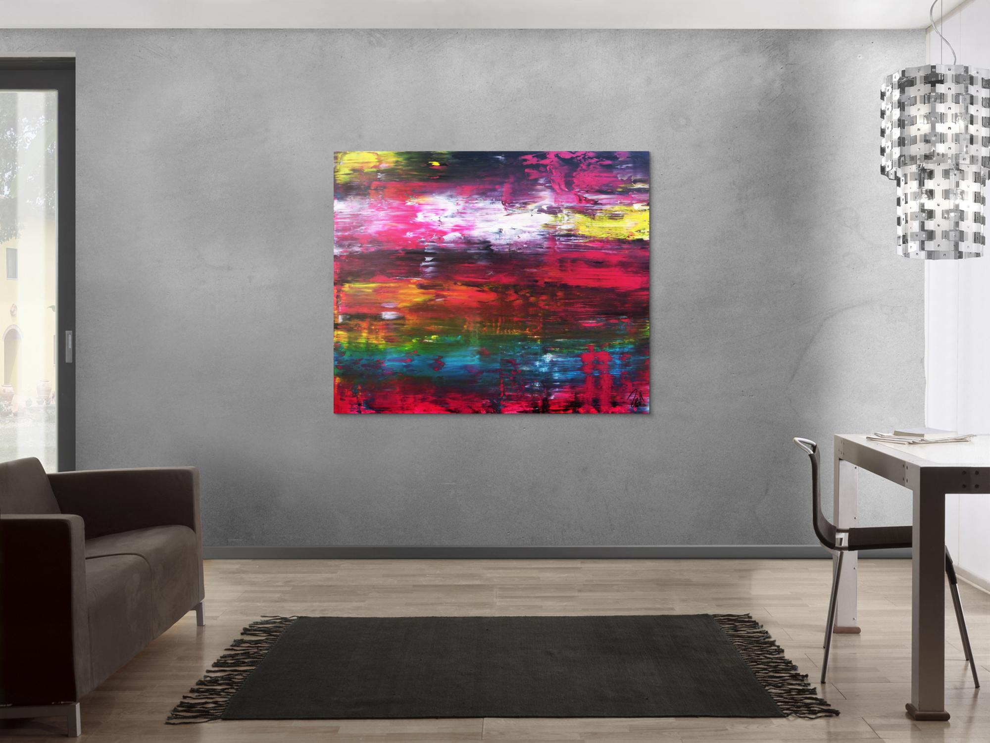 Abstraktes Acrylgemälde in spachteltechnik modern und bunt