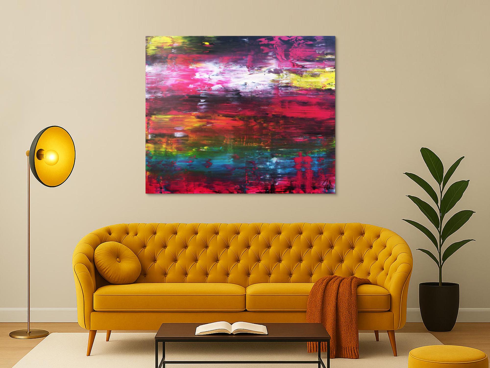 Abstraktes Acrylgemälde in spachteltechnik modern und bunt